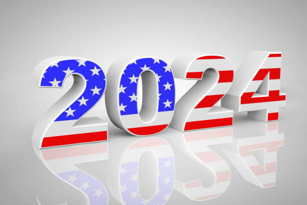 istock New Year 2024 Sign as USA Flag. 3d Rendering 1705803566