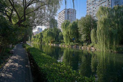 the Beijing moat not only has the functions of conveying water, draining water, and ensuring urban safety, but also has played a very good role in traffic, transportation, sightseeing, and beautifying the environment.