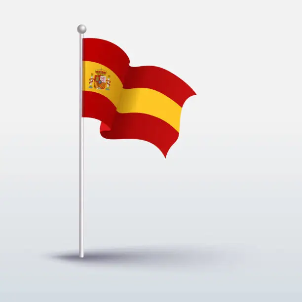 Vector illustration of Waving Flag of Spain