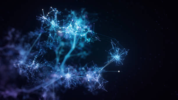 Emerging Digital Structure - Growing Connection Lines Symbolizing Innovative Artificial Intelligence Or Big Data Models - Technology Background Digitally generated image, perfectly usable for all kinds of topics related to digital innovations, AI, data processing, network security or technology and computer science in general. artificial neural network stock pictures, royalty-free photos & images