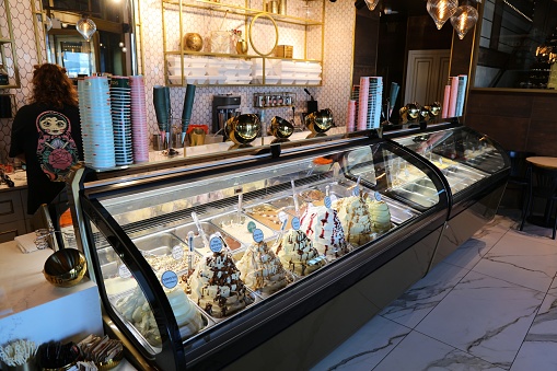 Golda ice cream parlor in Tel Aviv, Israel. Golda ice cream are considered one of best in the world.