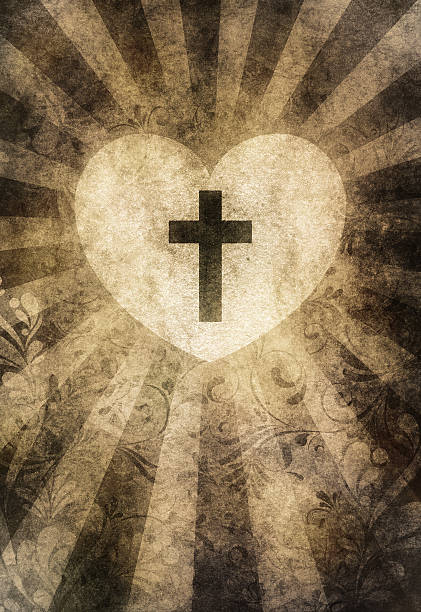 illustrazioni stock, clip art, cartoni animati e icone di tendenza di sacred cuore - christianity cross shape dirty grunge