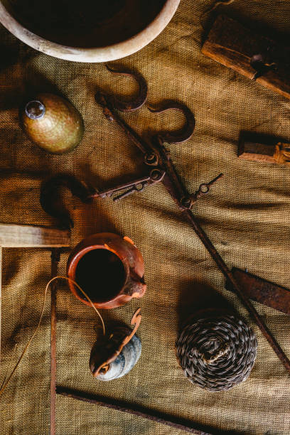 istock Old and rusty tools to work the wood in a boat. 1705863311