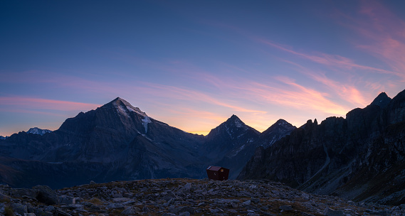 Dusk at a bivacco in the Itlian mountains near Alpe Veglia.