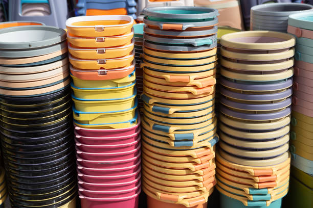 istock Many plastic trash cans for sale in the store 1705894695