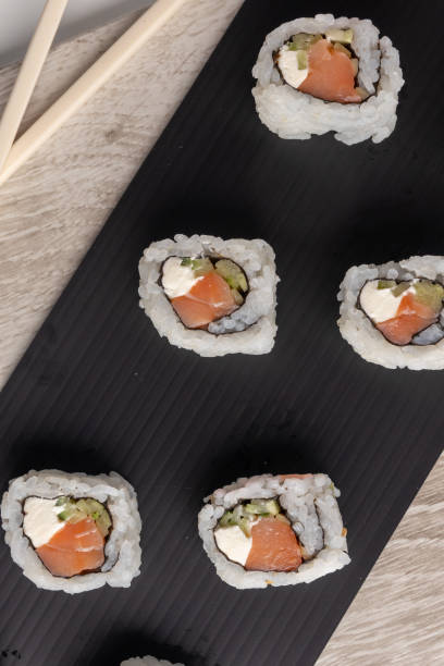 istock set of fresh sushi rolls with salmon 1705920927