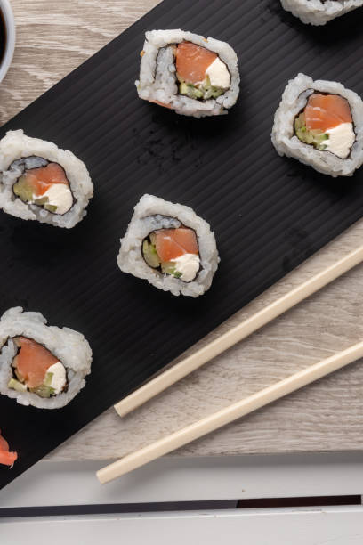 istock set of fresh sushi rolls with salmon 1705922022