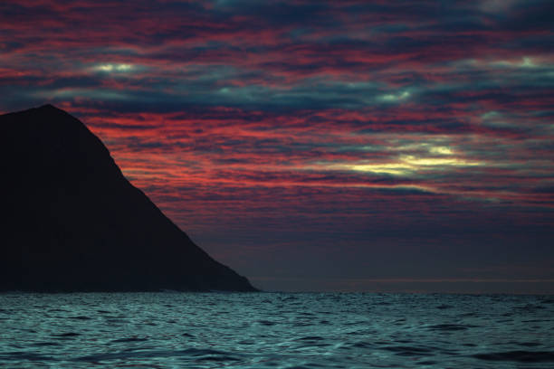 Sunset and sea from a cruise ship in Norway
