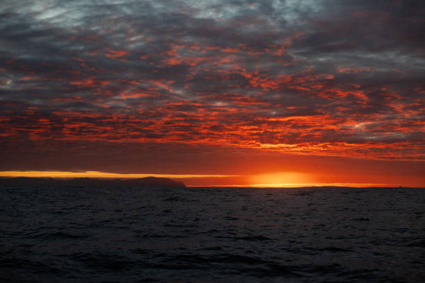 Sunset and sea from a cruise ship in Norway