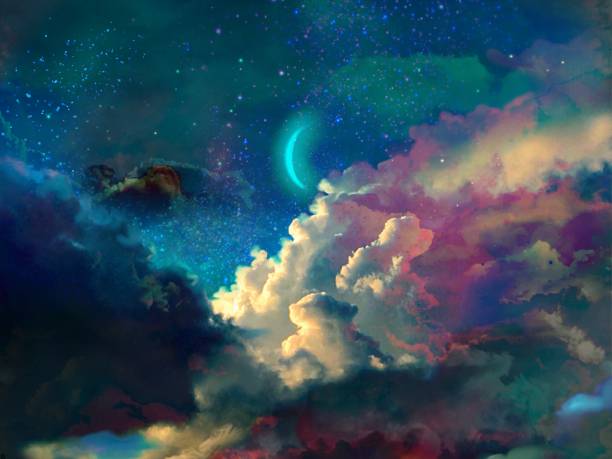 istock Background Illustration of Spooky Halloween Night Sky and Drifting Eerie Clouds 1705947356