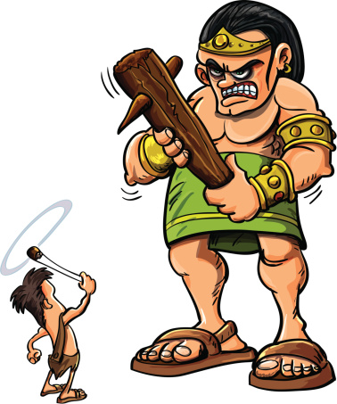 Cartoon David and Goliath