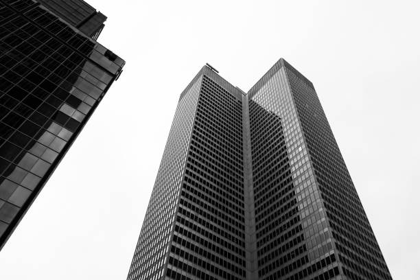 Bottom-up view of skyscrapers in Downtown, Montreal, Canada