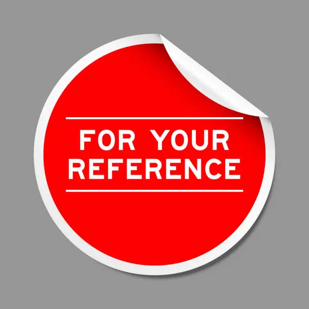 Vector illustration of Red color peel sticker label with word for your reference on gray background