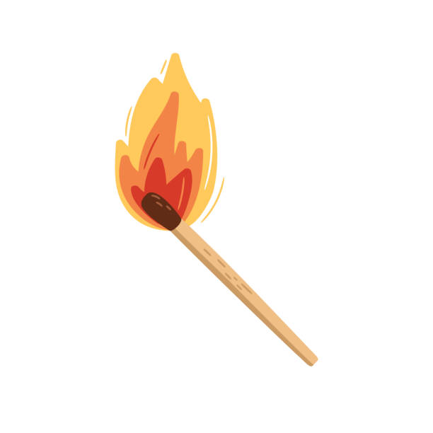istock Burning matchstick. Match stick with fire vector illustration of fire and matchstick, burn flame isolated 1706008497