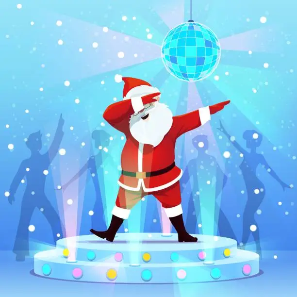 Vector illustration of Cartoon Santa character dab dance, Christmas party