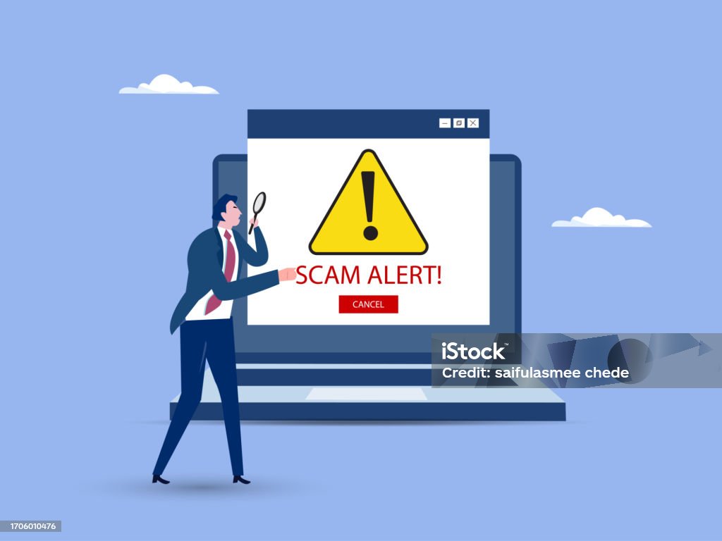 Report Scam Image Scam Alert Red Message On Browser Window Scam Sign Label Isolated On ...