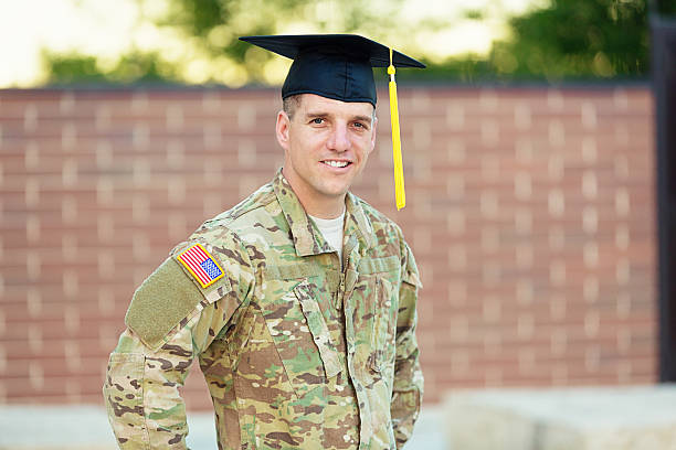 istock American Soldier with graduation hat 170602327