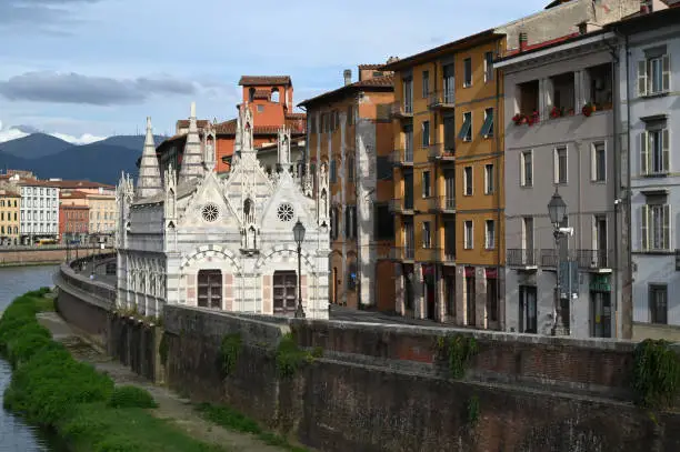 The church of Saint Mary of the Spina on the bank of the Arno in the city of Pisa in Tuscany