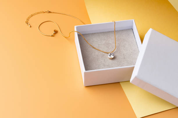istock White jewelry box on yellow studio background 1706027261