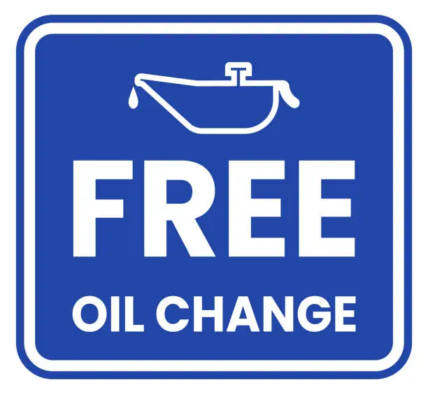 Vector illustration of Free Oil Change. Free Oil Change Sign, Icon, Poster, Vector.