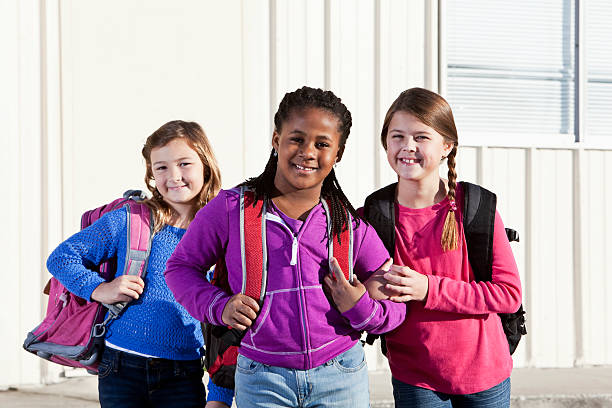 istock Girls standing outside school 170604513