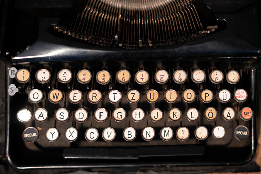 detail of old typing machine as nice technology background