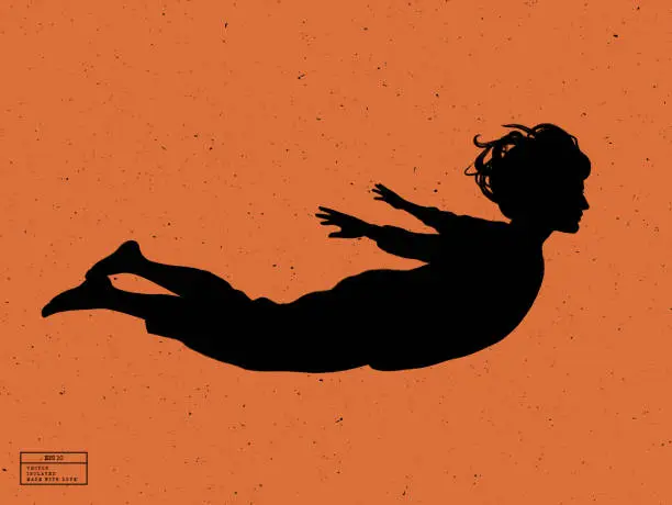 Vector illustration of Silhouette of person under water