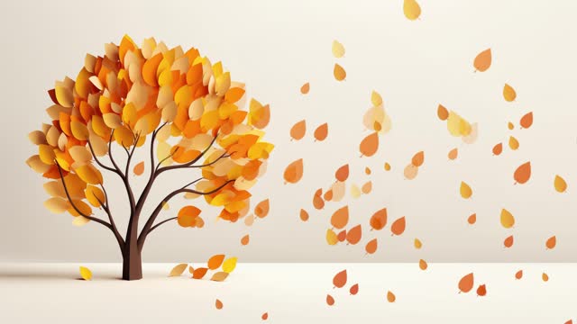 tree leaves fall animation