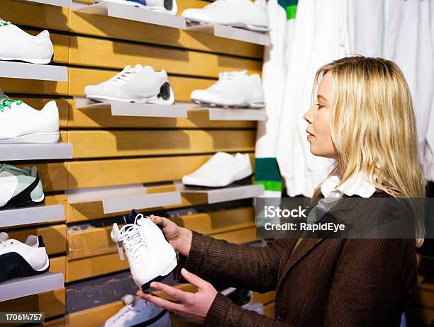 Shopping For Sports Shoes Stock Photo - Download Image Now - Sports Shoe, Collection, Retail