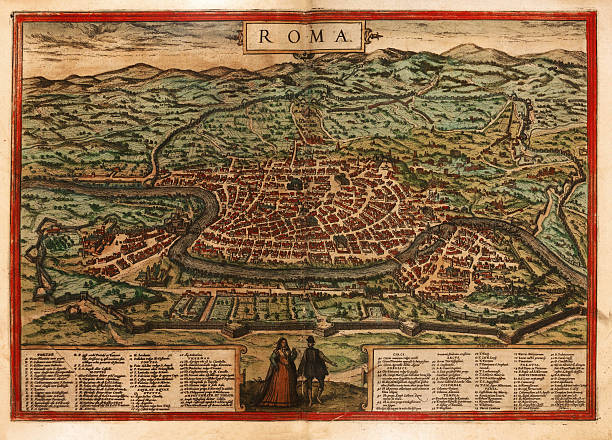 Rome Antique Map Close-up Medieval map of Rome in Italy , scanned from the originalSee more related images: ancient rome stock illustrations