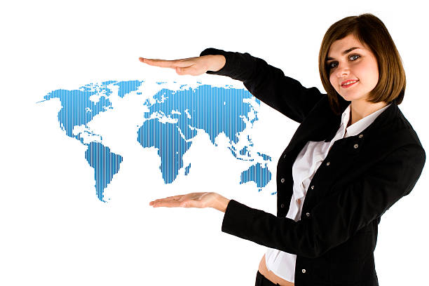 istock Businesswoman Presenting World Map 170615168