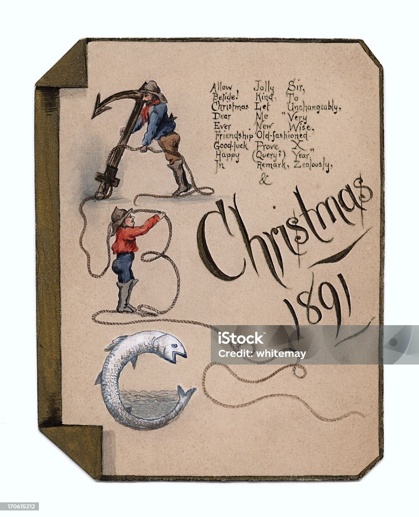 Victorian watercolour tarjeta de navidad - Ilustración de stock de Tarjeta de Navidad libre de derechos