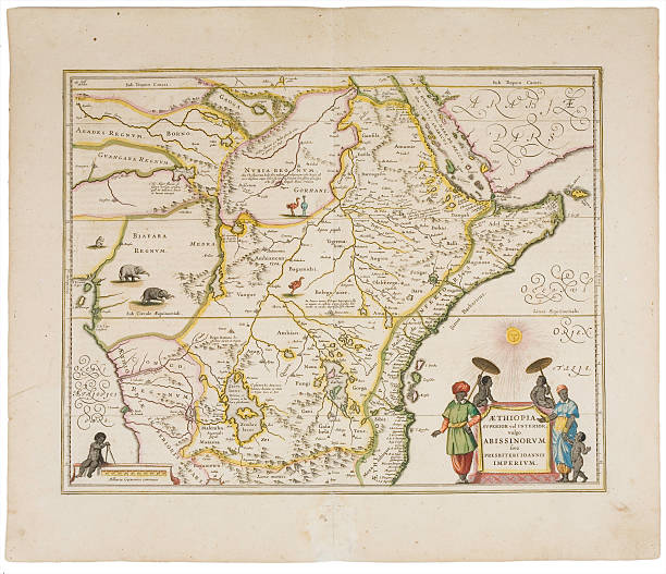 central africa anitque spanish atlas, 18th century, hand coloured engraving. beautiful aged paper. during restoration of this classic masterpiece i had the unique chance to reproduce a good part of it under perfect conditions. there are complete maps as facsimile shots and delicate details. ancient ethiopia stock illustrations