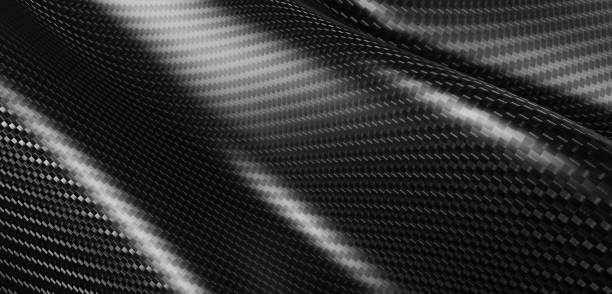 istock Kevlar surface CARBON FIBER HYBRID striped fabric background Wavy pattern 3D illustration 1706152809