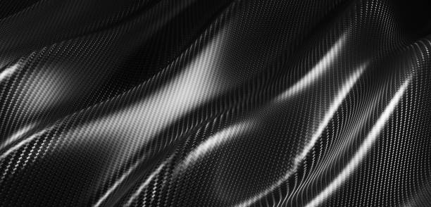 istock Kevlar surface CARBON FIBER HYBRID striped fabric background Wavy pattern 3D illustration 1706153735