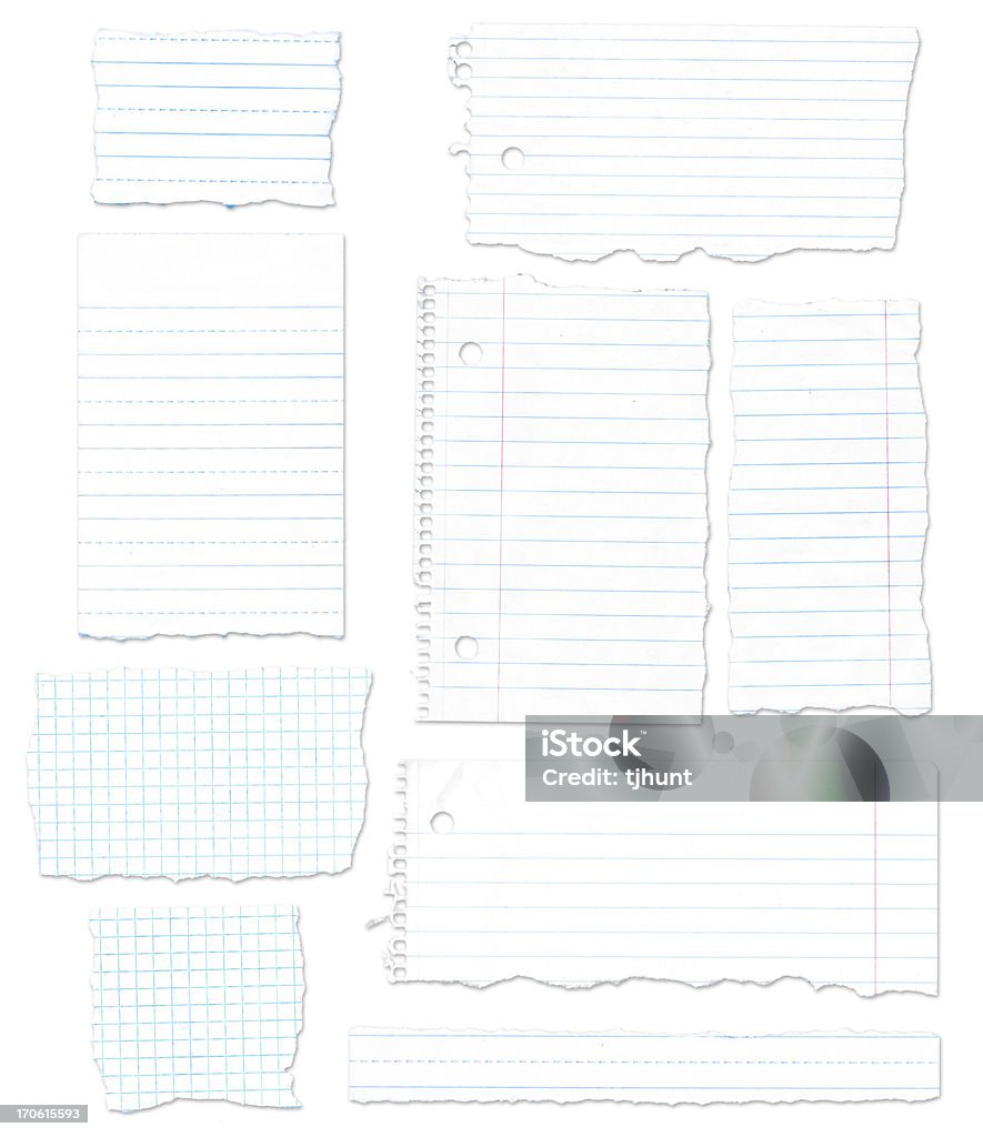 Schule Papier Tränen auf weiß mit drop shadows - Lizenzfrei Millimeterpapier Stock-Foto