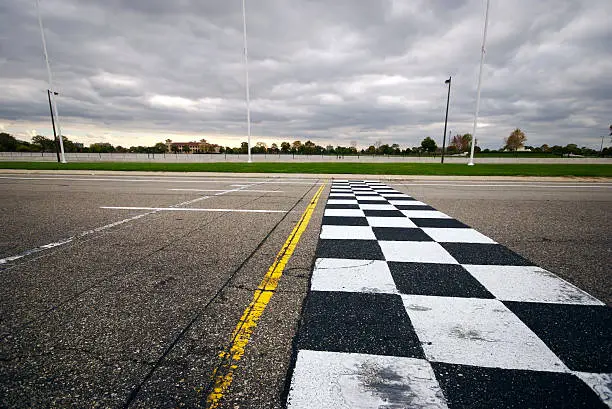 Horizontal image of a Grand Prix finish line.