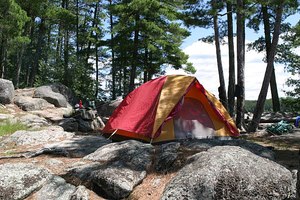 lago campsite kawnipi - boundary waters canoe area imagens e fotografias de stock