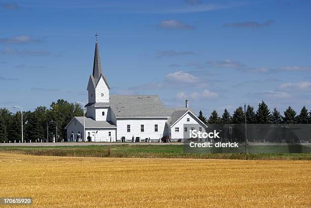 Traditional White Rural Church With Wheat Field In Foreground Stock Photo - Download Image Now