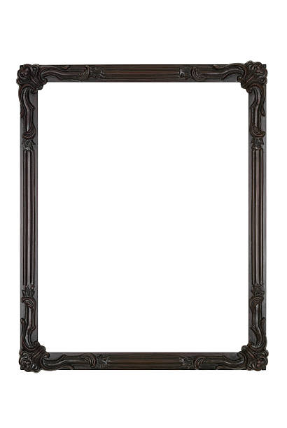 Picture Frame in Black Art Deco, White Isolated Design Element Picture frame in black art deco style, narrow design element isolated on white. black border stock pictures, royalty-free photos & images