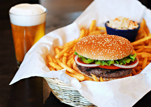 Hamburgers & Beer stock photo