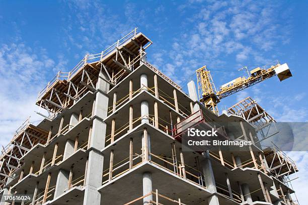 Concrete Highrise Construction Site Stock Photo - Download Image Now - Construction Industry, Construction Site, Building Exterior