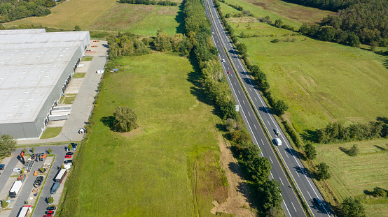 Highway and industrial district - aerial view