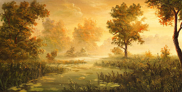 ilustrações de stock, clip art, desenhos animados e ícones de pântano - paintings landscape fairy tale painted image