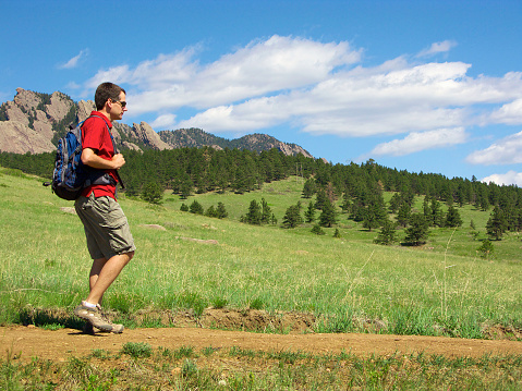 A man hiking in Boulder, Colorado.