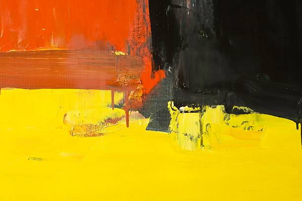 astratto di verniciato di rosso, giallo e nero sfondi di arte. - abstract oil painting paintings red foto e immagini stock