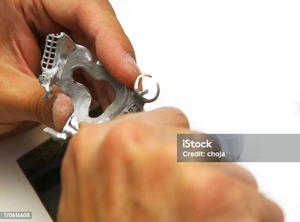 Dental Technician Making Fixed Prosthesis Stock Photo - Download Image Now - Dental Equipment, Polishing, Copy Space