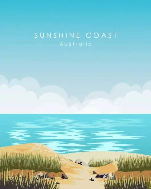 Vector illustration of Sunshine coast travel poster