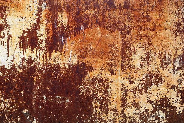 corpo ferruginoso chapa de ferro velho - spotted paint red wall - fotografias e filmes do acervo