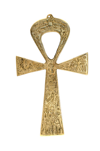 Ankh cross isolated on white.Ankh is an ancient Egyptian symbol for life(immortality) and death,male and female.